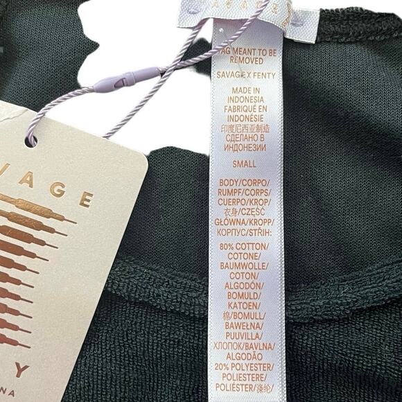 NWT Savage x Fenty Terrycloth Thong Bodysuit in Black Size Small - Picture 9 of 10